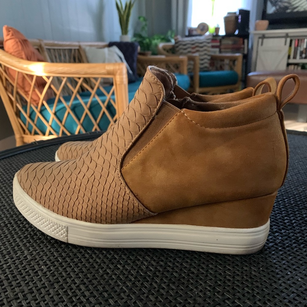 Suede booties with slight wedge